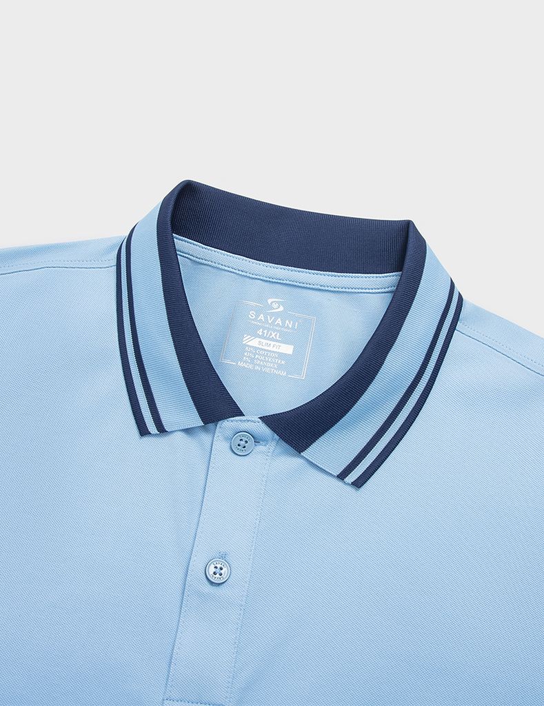 Áo polo nam mắt chim phối cổ tay khác màu