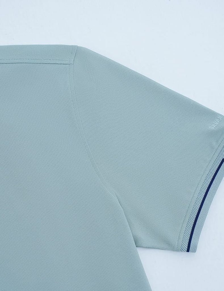 Áo polo nam mắt chim cổ dệt jacquard thêu tay