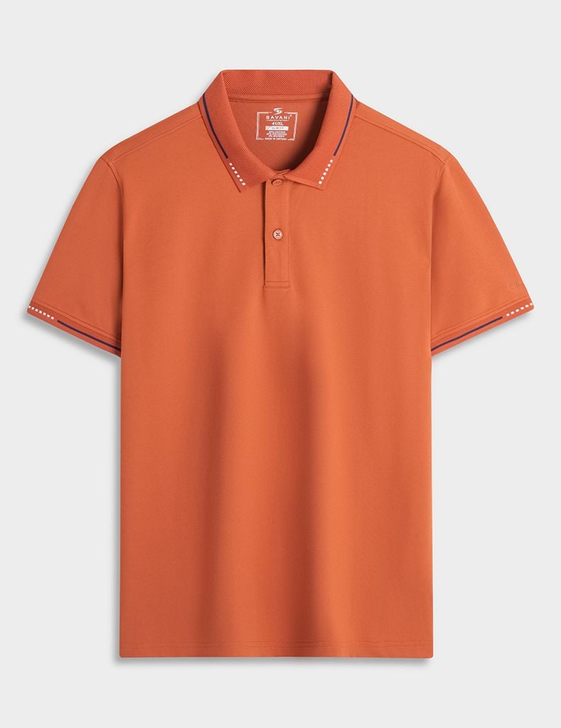 Áo polo nam mắt chim cổ dệt jacquard thêu tay