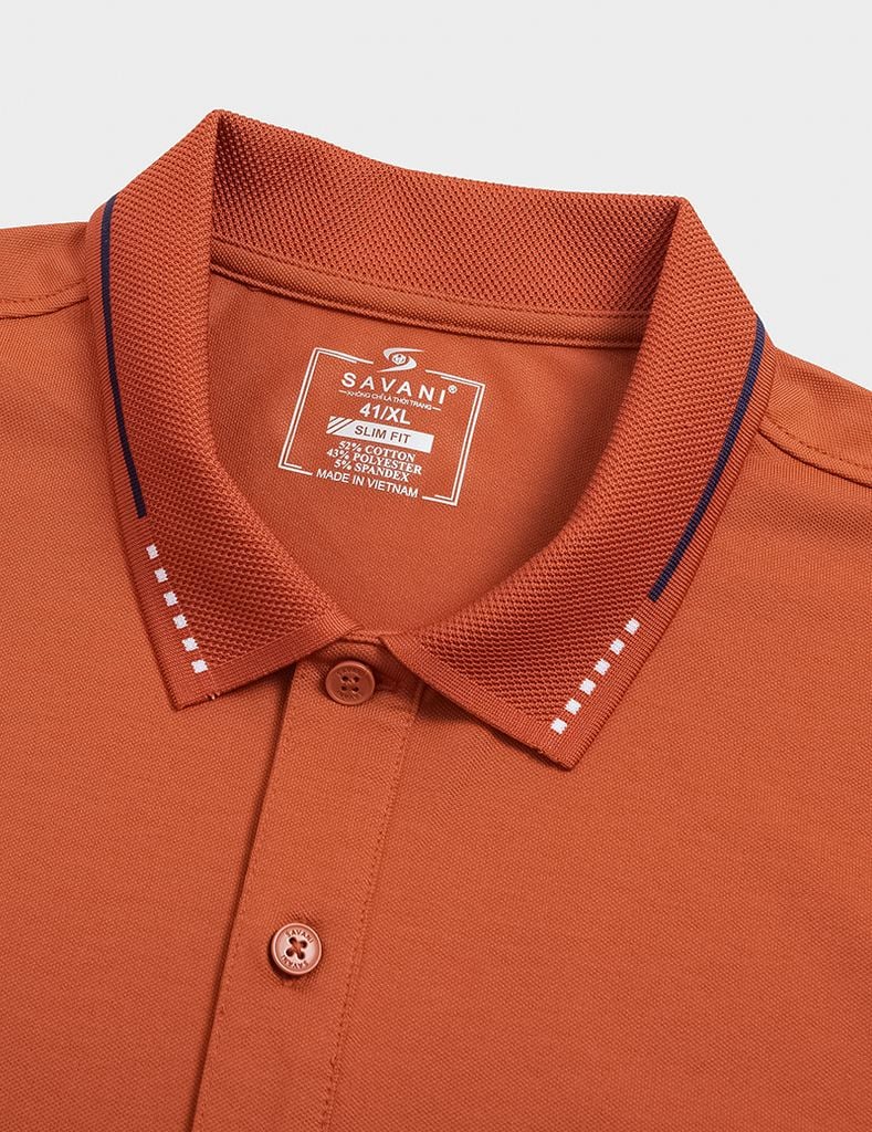 Áo polo nam mắt chim cổ dệt jacquard thêu tay