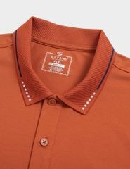 Áo polo nam mắt chim cổ dệt jacquard thêu tay