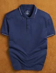 Áo polo nam mắt chim cổ dệt jacquard thêu tay