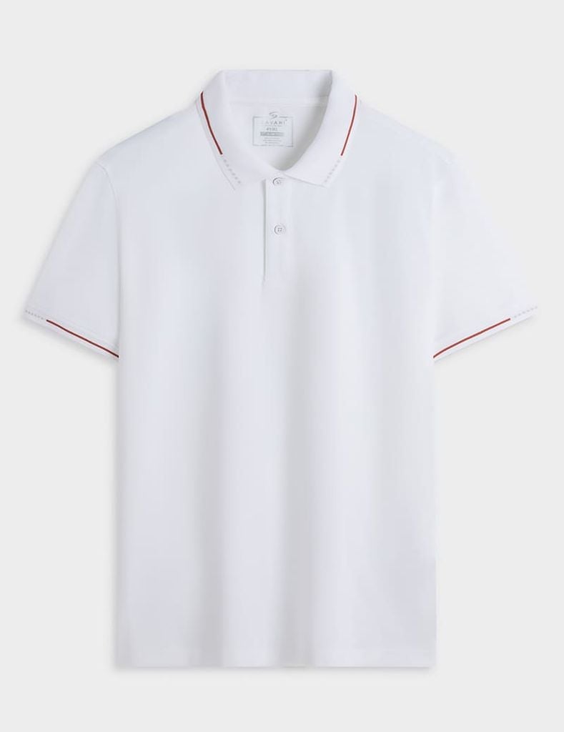 Áo polo nam mắt chim cổ dệt jacquard thêu tay