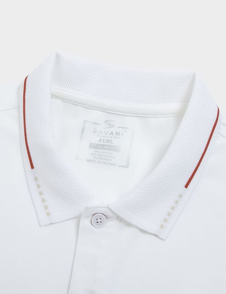 Áo polo nam mắt chim cổ dệt jacquard thêu tay