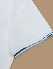 Áo polo nam mắt chim line bo hình in trước ngực