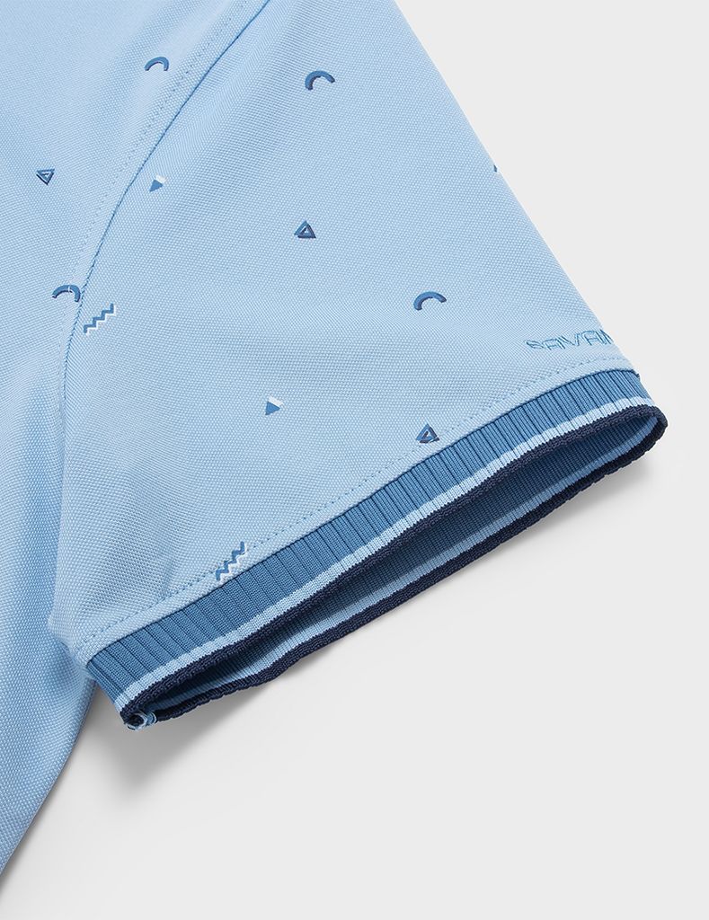 Áo polo nam mắt chim thêu tay hình in thân trước