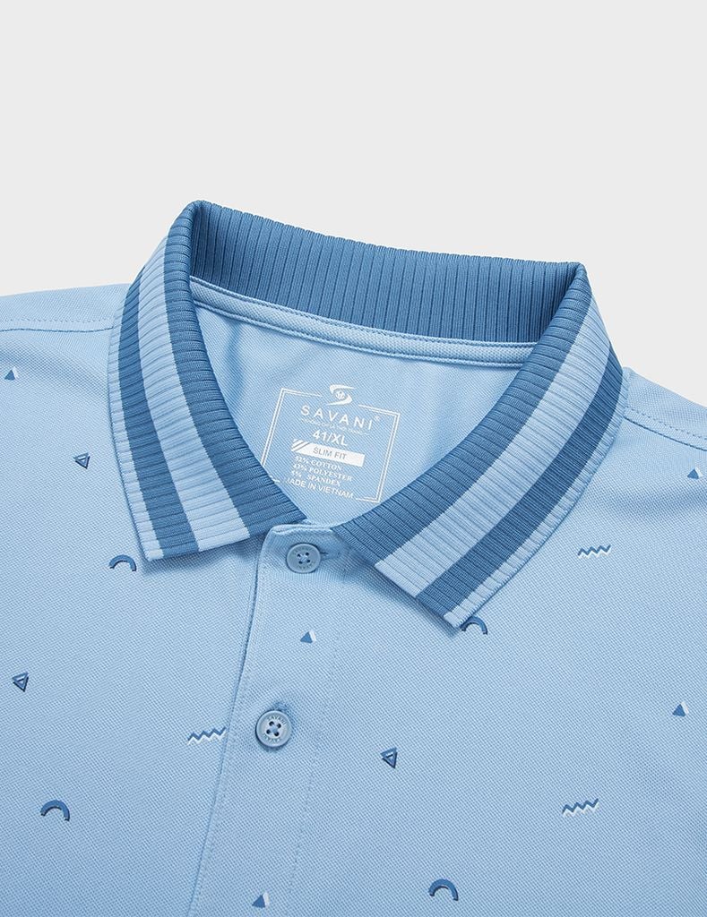 Áo polo nam mắt chim thêu tay hình in thân trước