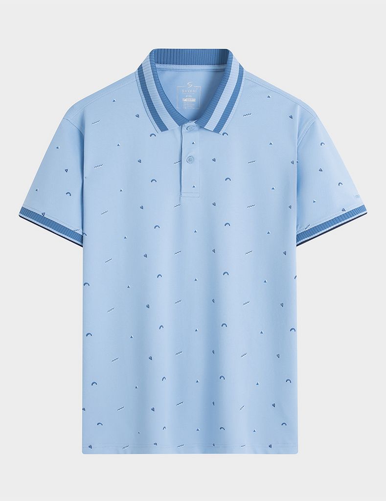 Áo polo nam mắt chim thêu tay hình in thân trước