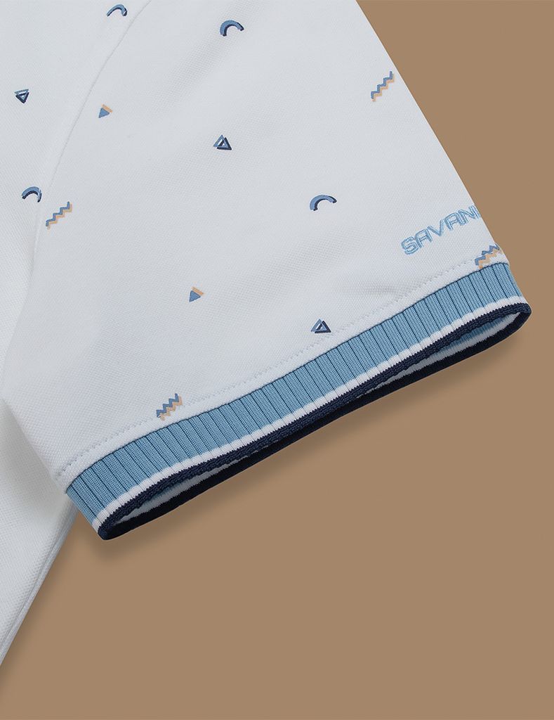 Áo polo nam mắt chim thêu tay hình in thân trước