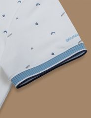 Áo polo nam mắt chim thêu tay hình in thân trước