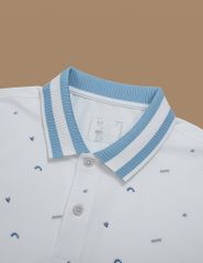 Áo polo nam mắt chim thêu tay hình in thân trước