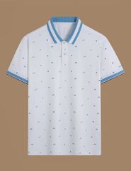 Áo polo nam mắt chim thêu tay hình in thân trước