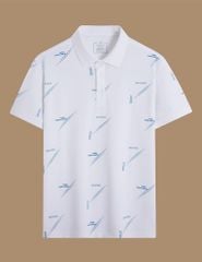 Áo polo nam ngắn tay cổ rib in tràn thân trước