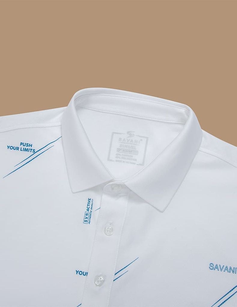 Áo polo nam ngắn tay cổ rib in tràn thân trước