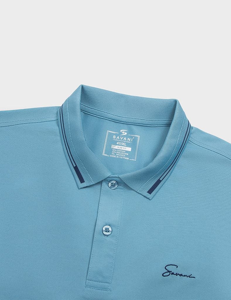 Áo polo nam mắt chim cổ dệt thêu logo ngực