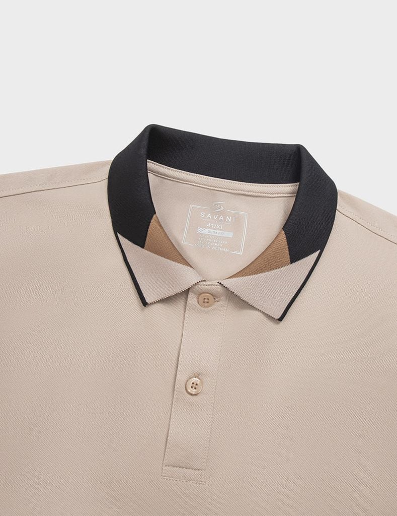 Áo polo nam mắt chim cổ dệt phối thêu logo tay