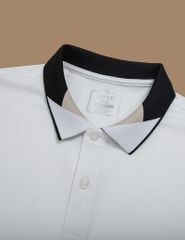 Áo polo nam mắt chim cổ dệt phối thêu logo tay