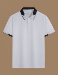 Áo polo nam mắt chim cổ dệt phối thêu logo tay