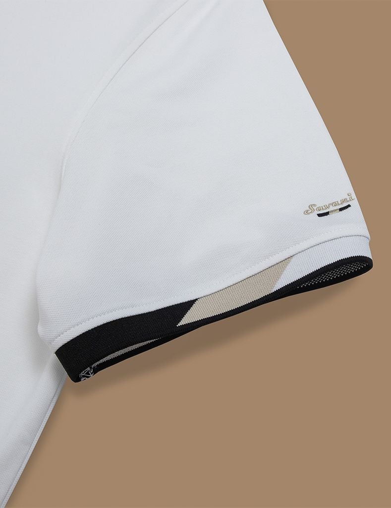 Áo polo nam mắt chim cổ dệt phối thêu logo tay