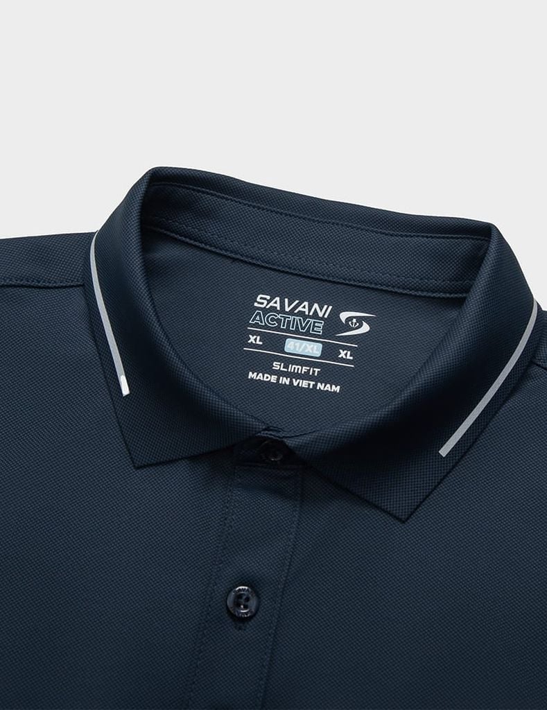 Áo polo nam thể thao cổ cắt ép logo bo tay
