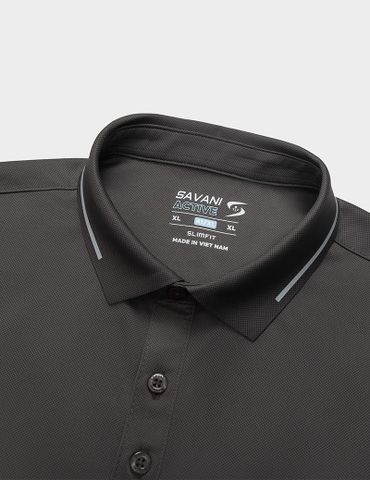 Áo polo nam thể thao cổ cắt ép logo bo tay