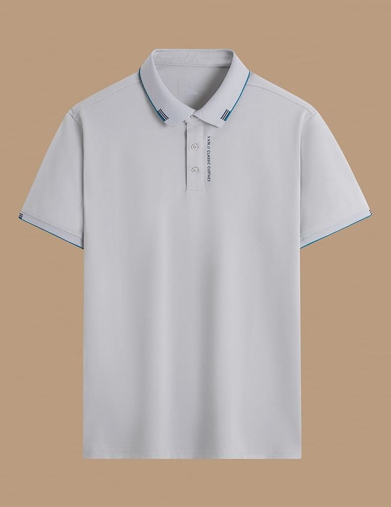 Áo polo ngắn tay nam cổ dệt in logo