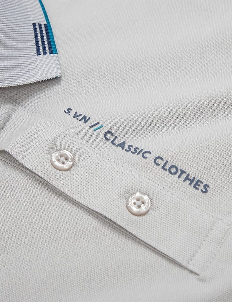 Áo polo ngắn tay nam cổ dệt in logo