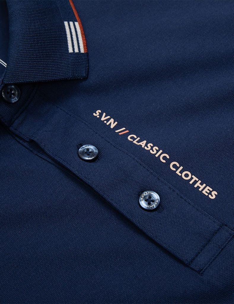 Áo polo ngắn tay nam cổ dệt in logo
