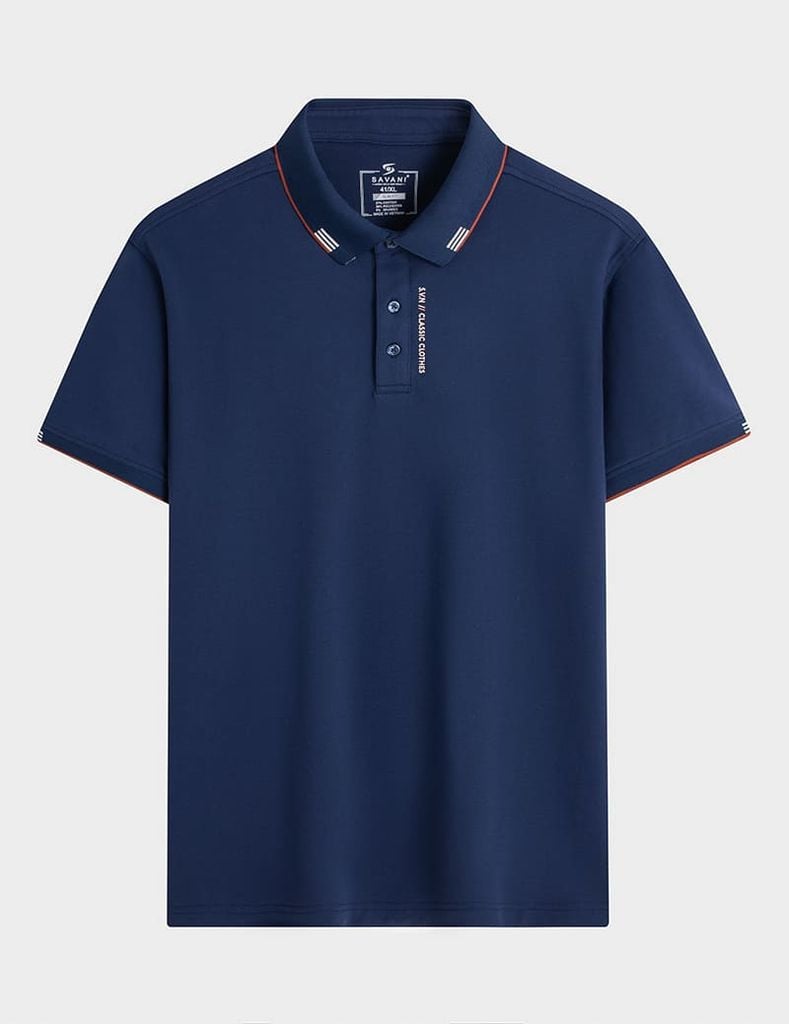 Áo polo ngắn tay nam cổ dệt in logo