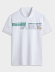 Áo polo ngắn tay nam cổ rib in ngang ngực