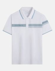 Áo polo nam ngắn tay cổ dệt in ngang ngực