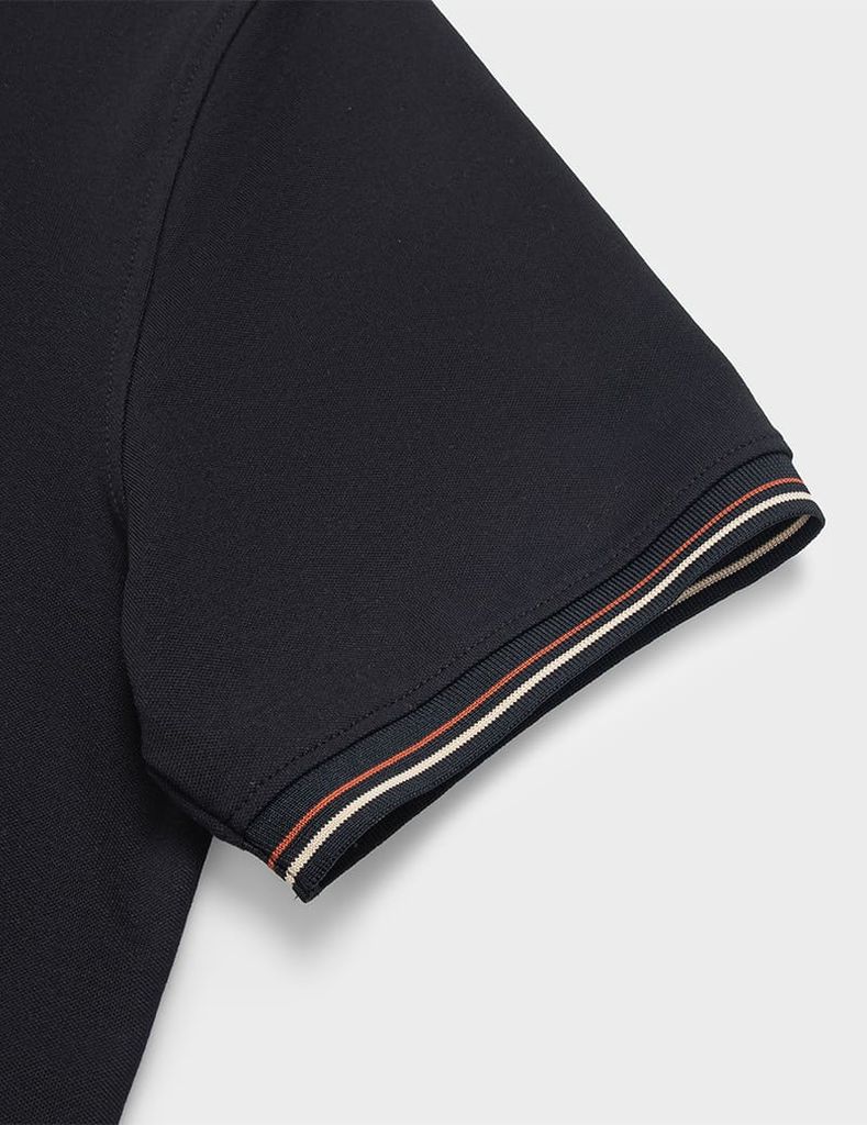 Áo polo nam ngắn tay cổ dệt phối line thêu ngực