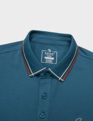 Áo polo nam ngắn tay cổ dệt phối line thêu ngực