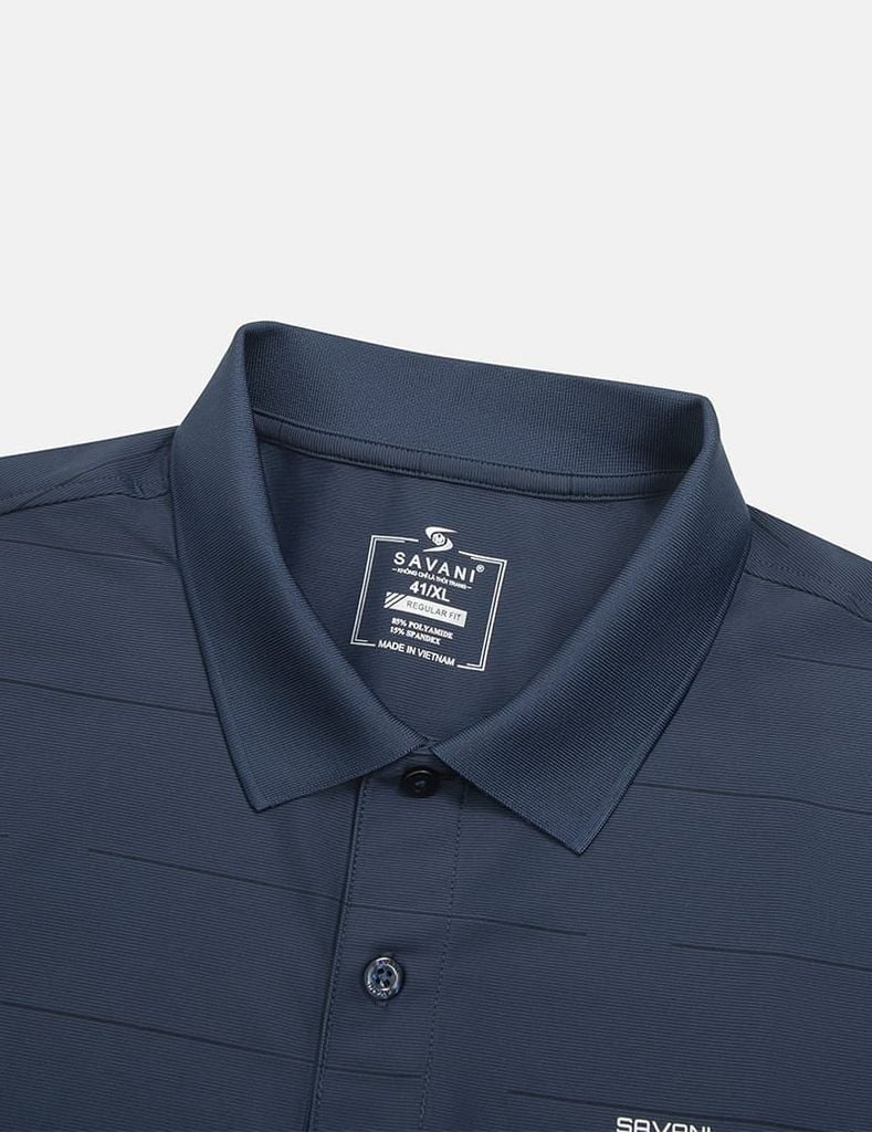 Áo polo ngắn tay sọc ngang in logo trước ngực