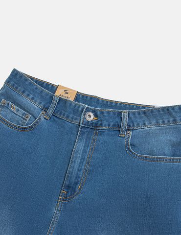 Quần jean nam mài nhẹ mác da gắn cạp