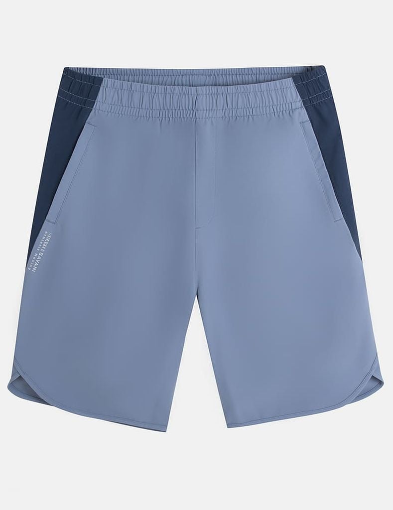 Quần short gió cạp chun túi khóa chéo phối sườn
