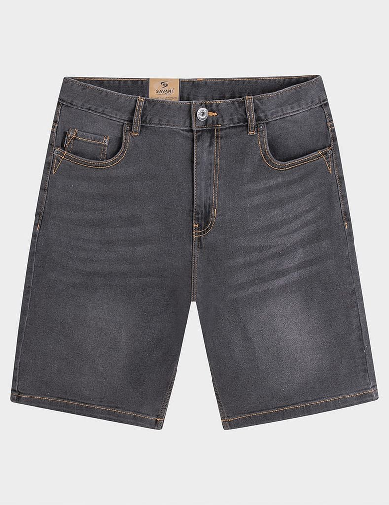 Quần short jean nam mài nhẹ mác dệt kẹp trang trí