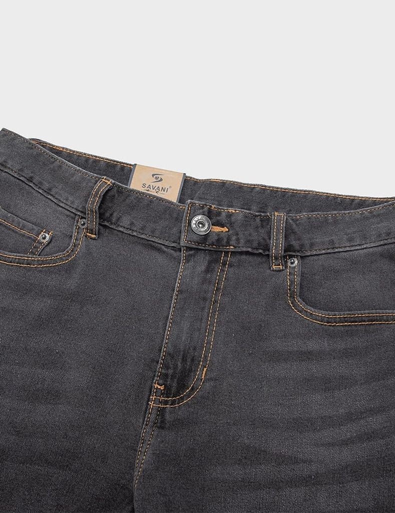 Quần short jean nam mài nhẹ mác dệt kẹp trang trí