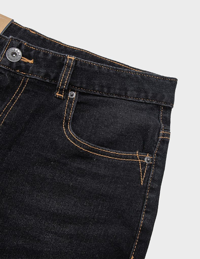 Quần short jean nam mài nhẹ mác dệt kẹp trang trí