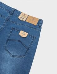 Quần short jean nam mài nhẹ ốp dây dệt trang trí