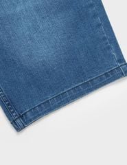 Quần short jean nam mài nhẹ ốp dây dệt trang trí