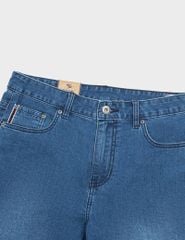 Quần short jean nam mài nhẹ ốp dây dệt trang trí
