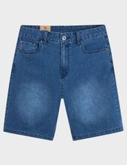 Quần short jean nam mài nhẹ ốp dây dệt trang trí