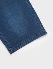 Quần short jean nam mài nhẹ ốp dây dệt trang trí