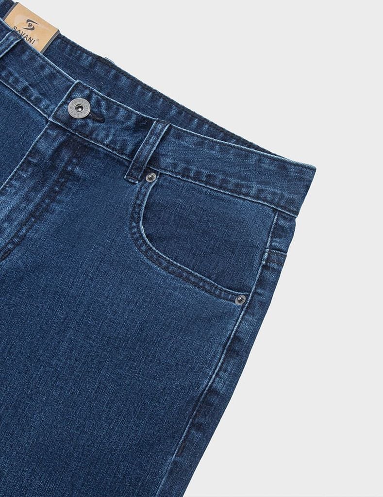 Quần short jean nam mài nhẹ ốp dây dệt trang trí