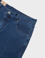 Quần short jean nam mài nhẹ ốp dây dệt trang trí