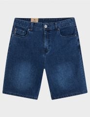 Quần short jean nam mài nhẹ ốp dây dệt trang trí