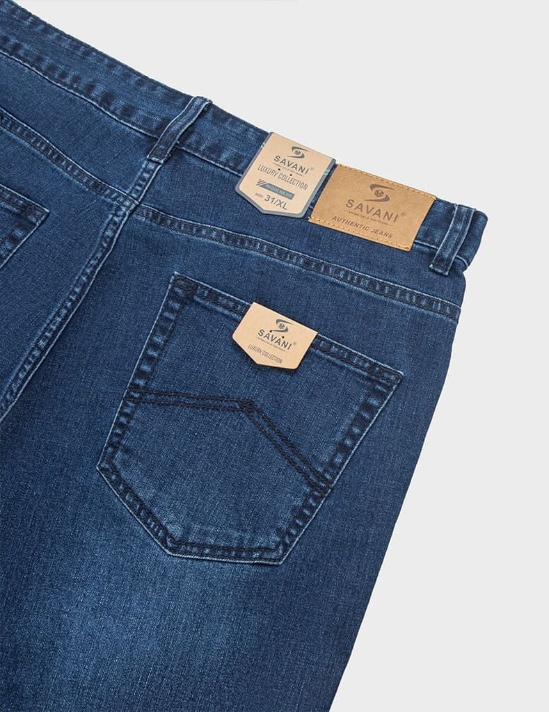 Quần short jean nam mài nhẹ ốp dây dệt trang trí