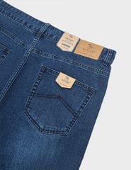 Quần short jean nam mài nhẹ ốp dây dệt trang trí