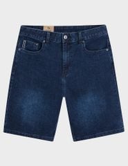 Quần short jean nam mài nhẹ ốp dây dệt trang trí